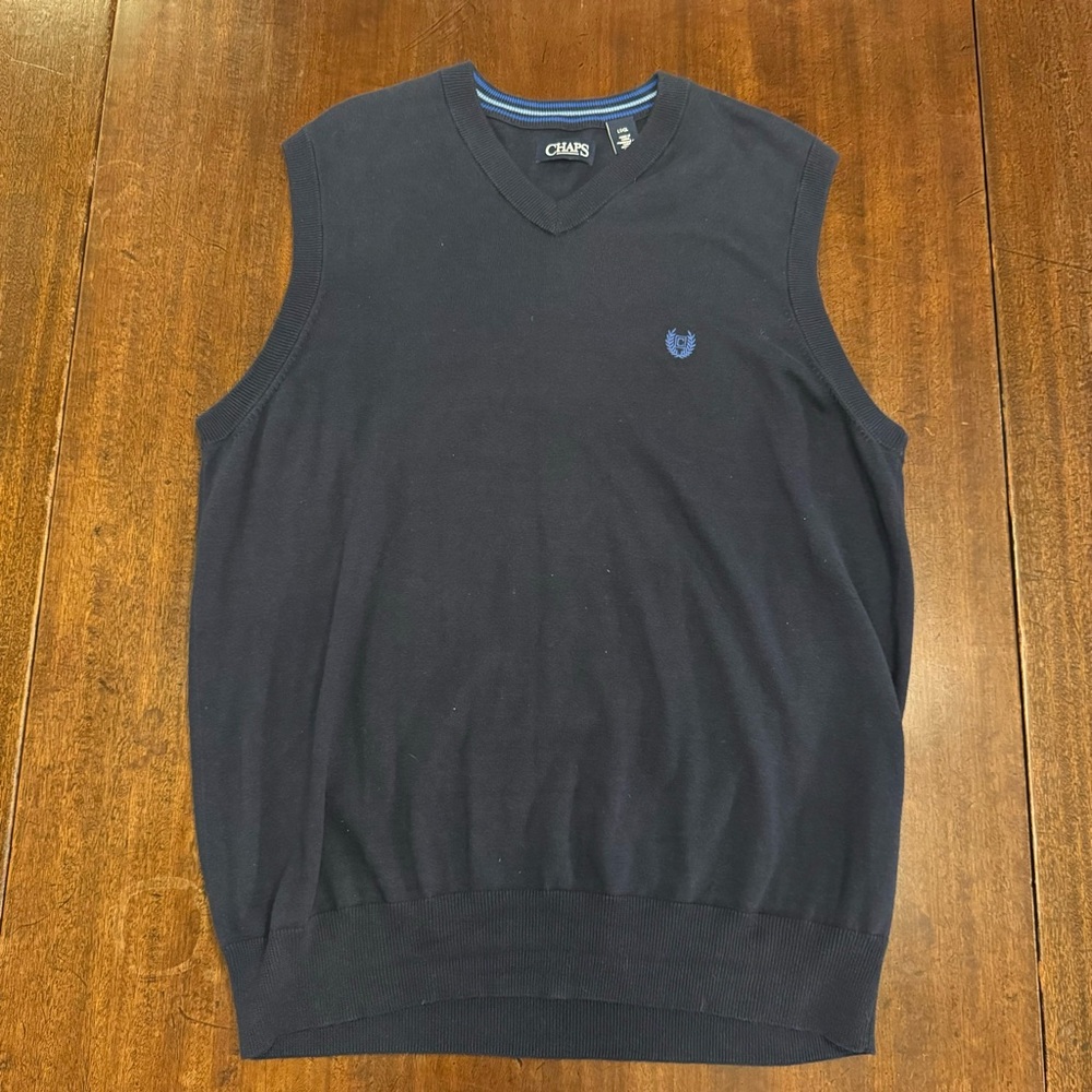 Chaps Sweater Vest Size: Large Tall Color: Navy